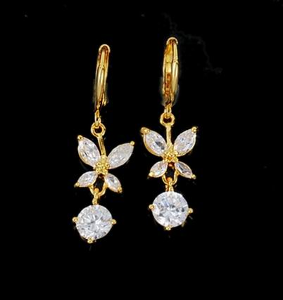 10-stone CZ BUTTERFLY EARRINGS-33mm long